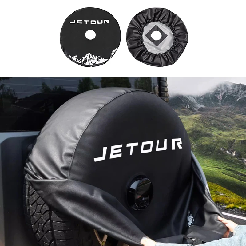 Car Leather Cover Fit for JETOUR Traveler T2 2023-2024 Auto Leather Spare Tire Cover Car Exterior Accessories Easy Installation