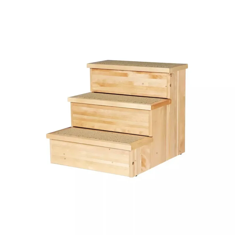 Modern Solid Wood Pet House with Storage Drawer Breathable Three Layer Dog Bed Non Slip Ramp for Cats and Dogs High Sofa