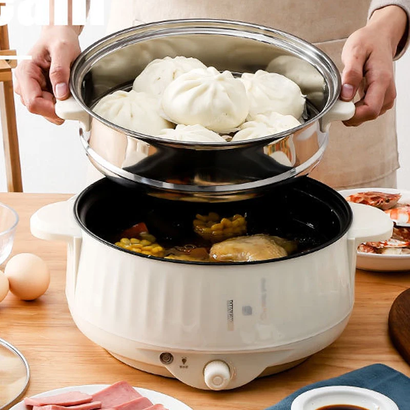 Multi Cookers Single/Double Layer Electric Pot 1.7L 1-2 People Household Non-stick Pan Hot Pot Rice Cooker Cooking Appliances