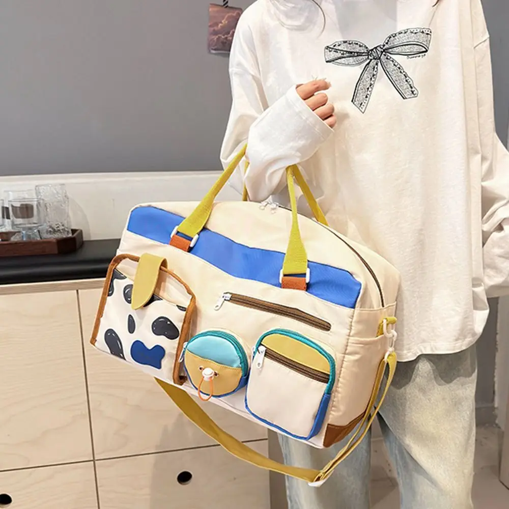 Kawaii السفر القماش الخشن حقيبة الرطب الجاف فصل المحمولة المرأة اللياقة البدنية حقيبة يد دائم Crossbody حقيبة أمتعة السفر