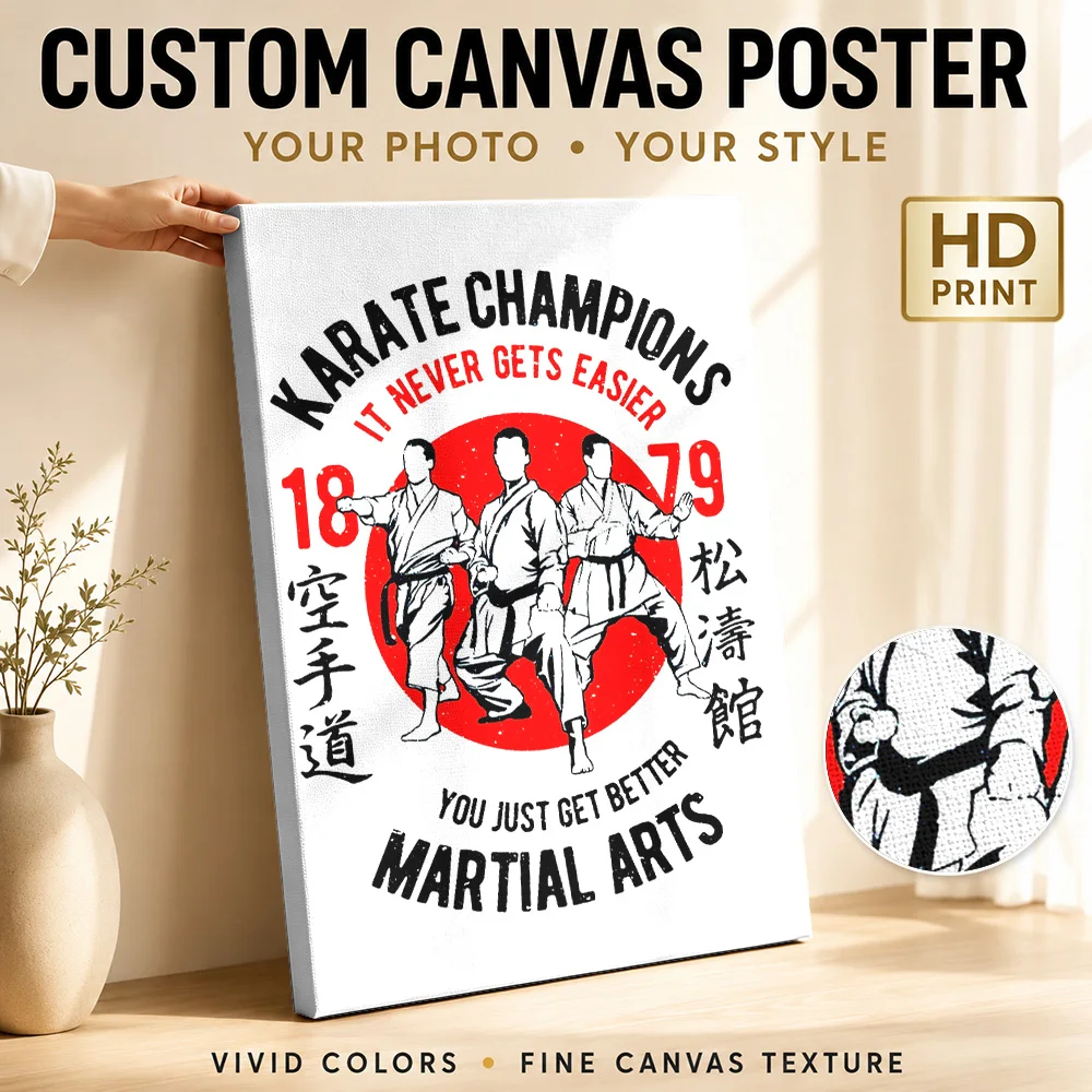 Karate Champions Martial Arts Graphic Canvas Painting Poster Custom Japanese Ink Wall Art for Studio Decor Gift for Collectors