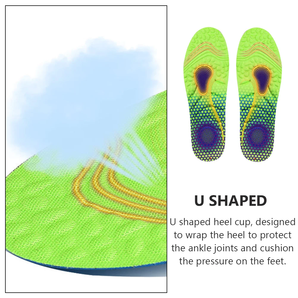 

1 Pair Breathable Bk Cloth Shoe Insoles Massaging Sweat-Absorbent Elastic Shock-Absorbing Foot Care Pads U-Shaped Heel Cushion