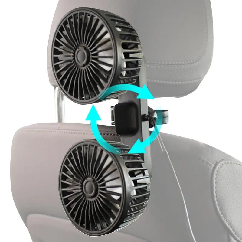 

USB Fan For Car 3-speed Car Seat Back Cooling Fan 5V 2A USB Car Fan With Double Heads car 360 Degree Rotatable Dual Head Fan