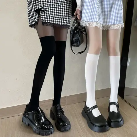 섹시한 여성 스타킹 팬티 스타킹 패치 워크 쉬어 블랙 허벅지 높은 스타킹 스타킹 여성 여성 Hosidery 무릎 스트라이프 팬티 스타킹