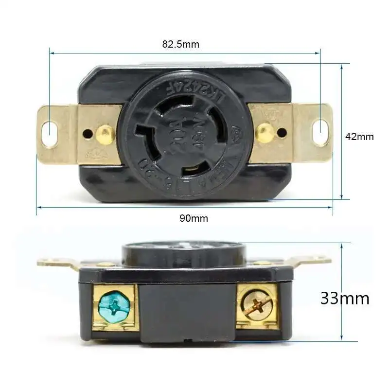 LK2424F US NEMA L16 20R Presa Presa 20A 480V Femmina Connettore di bloccaggio cablato Spina di alimentazione di controllo del generatore dell'industria americana