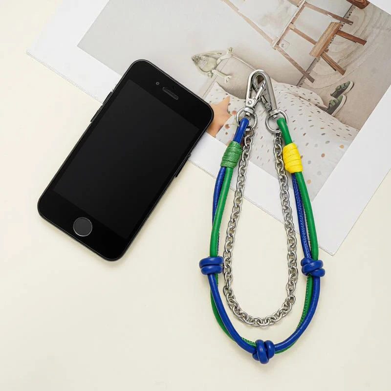 Bolso de alta calidad colgante de cuero PU hecho a mano cuerda trenzada cadena sol bolso de mujer accesorios decorativos colgantes