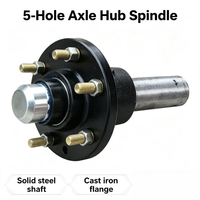 5 Holes Trailer Hub Spindle Half Axle Head Multi PCD 114.3/139.7/150 for Off-road Trailer Modification Replacement
