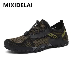 Summer Breathable Men Shoes Outdoor Non-slip Hiking Shoes Mesh Designer Men's Casual Shoes Luxury Men Sneakers Plus Size 36-48