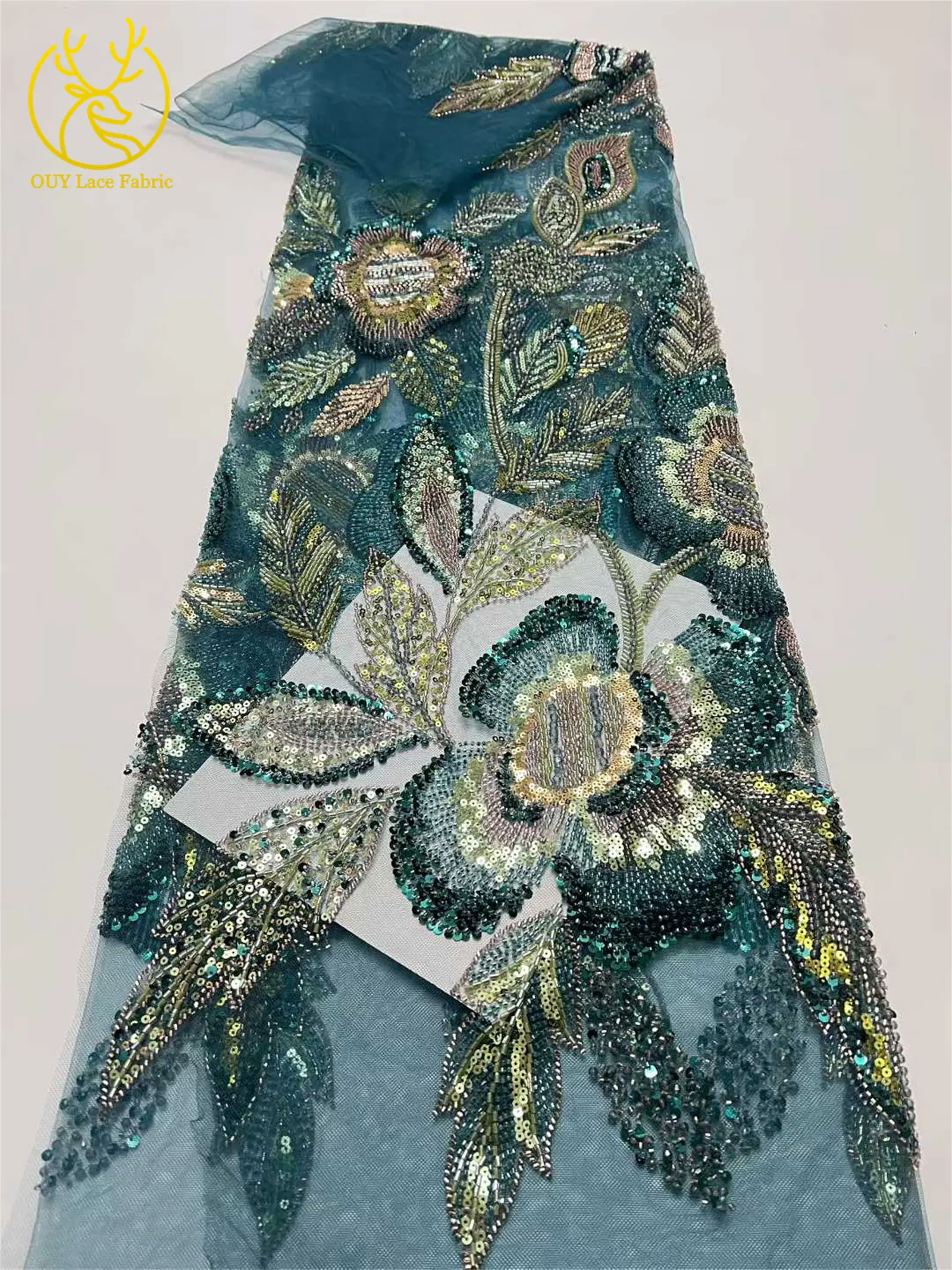 Eleganter Hochwertiger Afrikanischer Spitzenstoff 2026 Königlich Bestickte Französische Pailletten-Spitze für Damenkleider Hochzeitskleidung Näharbeiten – Detail 25