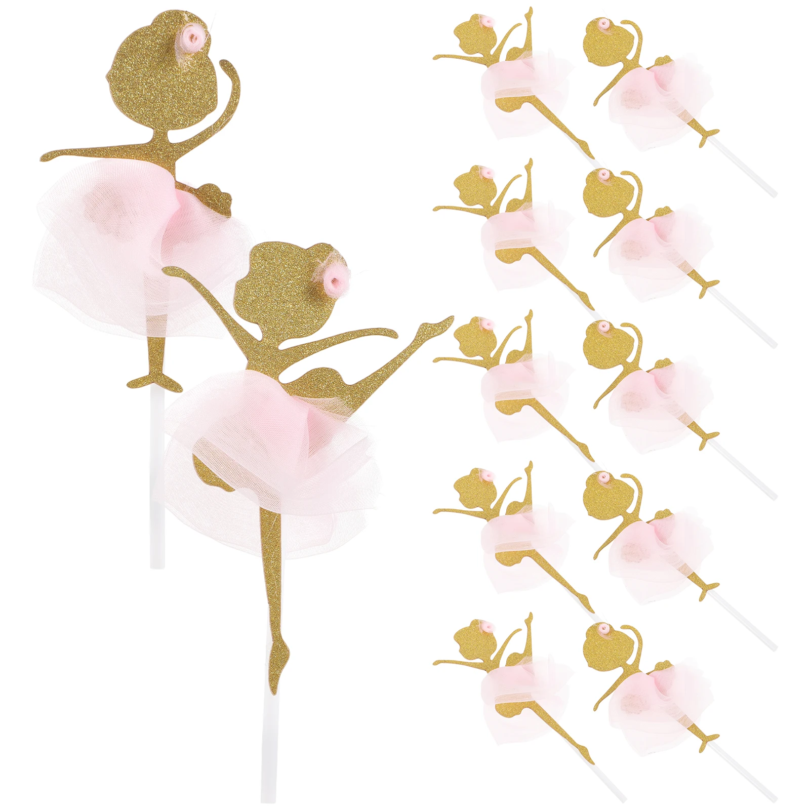 

12pcs 12 Ballet Girl Cake Toppers Picks Decorations for Birthday Party Wedding Ballerina Dancing Girl Cupcake Muffin Supplies