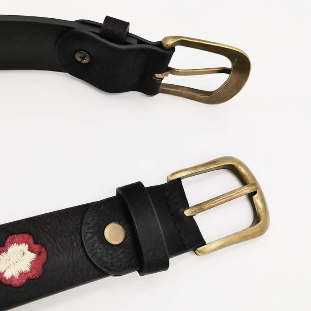 Retro Embroidery Flower Belt Fashion Chinese style Bohemian Style Waistband PU Leather Casual Embroidered Floral Belt Women