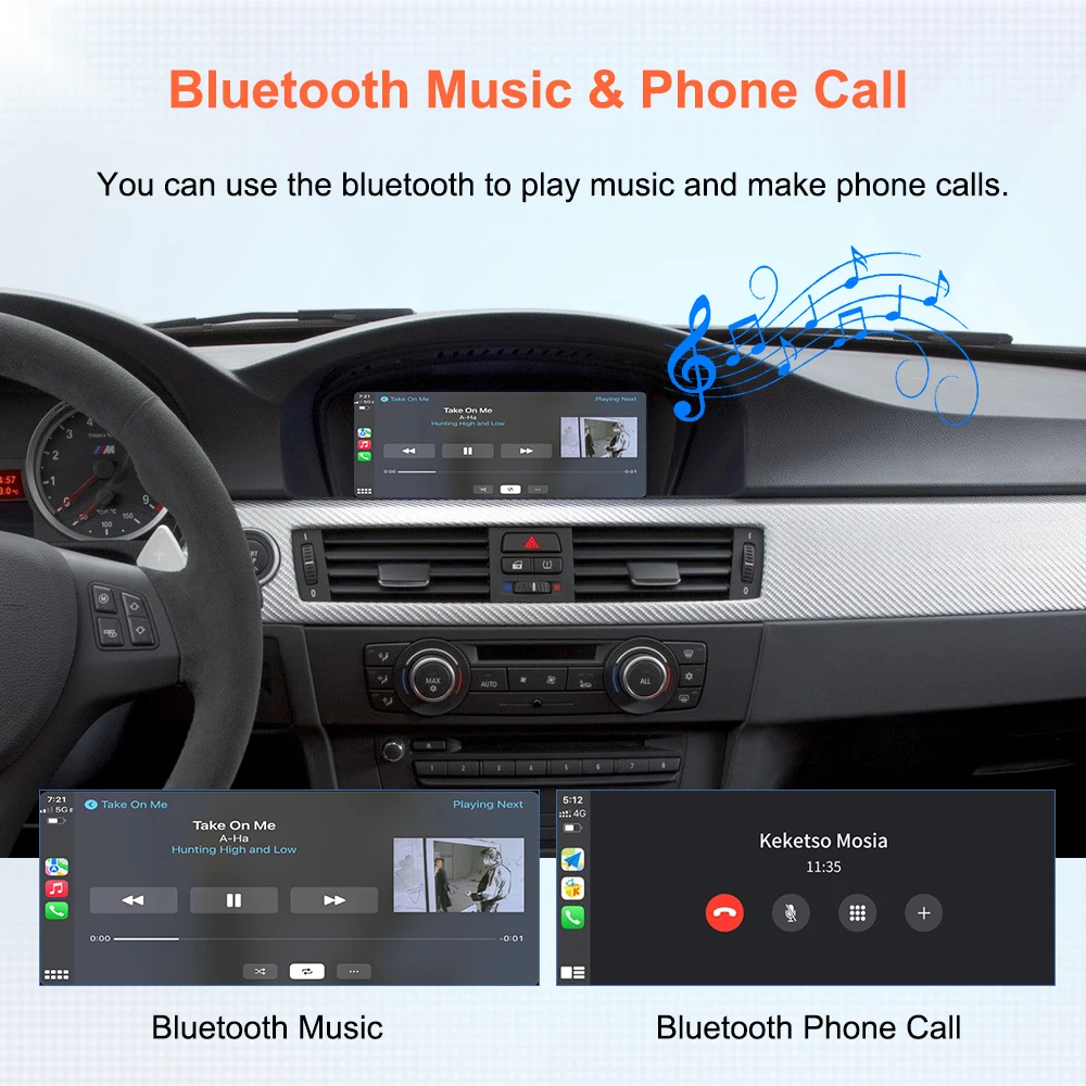 Bonroad 8.8 بوصة شاشة CarPlay اللاسلكية Android Auto لسيارات BMW 3/5 Series E60 E61E62 E63 E90 E91E92 E93 CIC لـ Youtube GPS