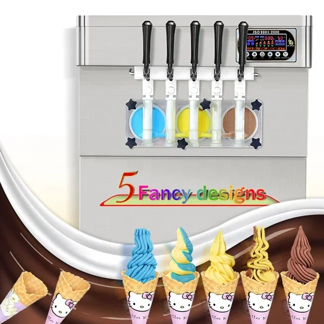 

5 Mixed Flavors CE Soft Serve Ice Cream Machine Soft Ice Cream Vending Machine