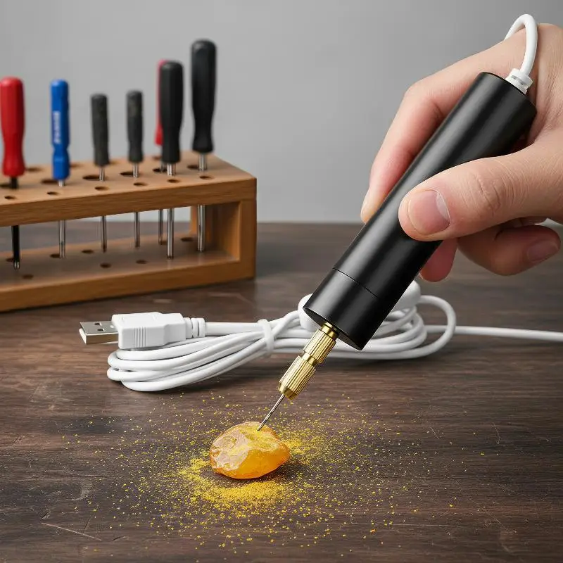USB Powered Mini Electric Drill Portable Stable Performance with 3 Drill Bits for DIY Epoxy Resin Projects