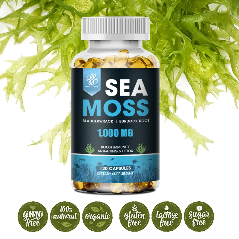 iMATCHME Vegetarian Diet Organic Sea Moss Capsules Helps Immune System , Joint Health, Intestinal Cleansing, Thyroid Supplement