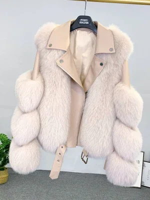 Winter New Real Fox Fur Coats With Genuine Sheepskin Leather Wholeskin Natural Fox Fur Jacket Outwear Luxury Women New
