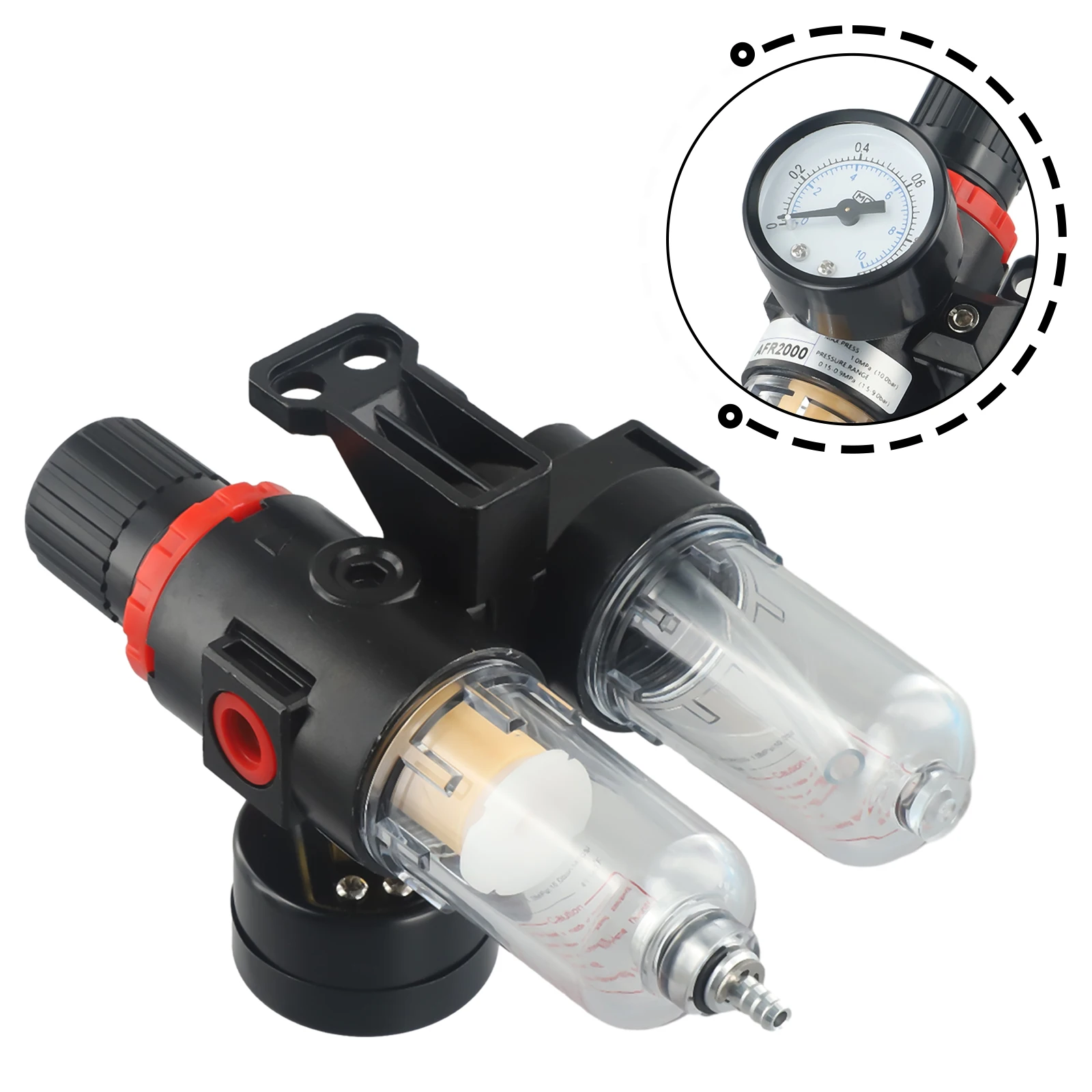 Oil Water Separator Regulator Filter with Pressure Gauge for AFC2000 Air Compressor Compatible with AFR2000 AL2000