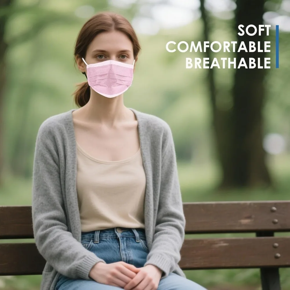 100 قطعة 3 طبقات قناع وجه أسود للاستعمال مرة واحدة، أقنعة حماية للوجه #3