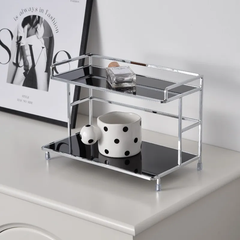 Two Layer Storage Rack With Multifunctional Water Cup Coffee Cup Holder Rack Bathroom Toiletries Storage Shelf Cosmetics Holder