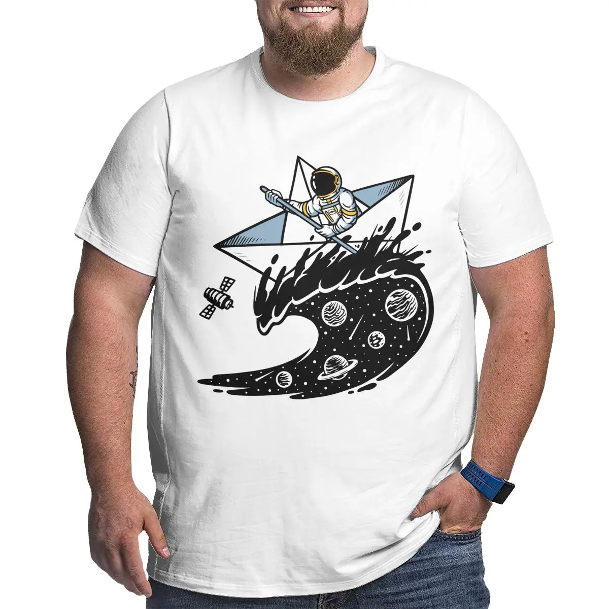 

Astronaut Graphic Men's T-Shirts Plus Size Cotton T Shirts for Big and Tall Man Short Sleeve Large Top Tees 1X-6X Clothes Gifts