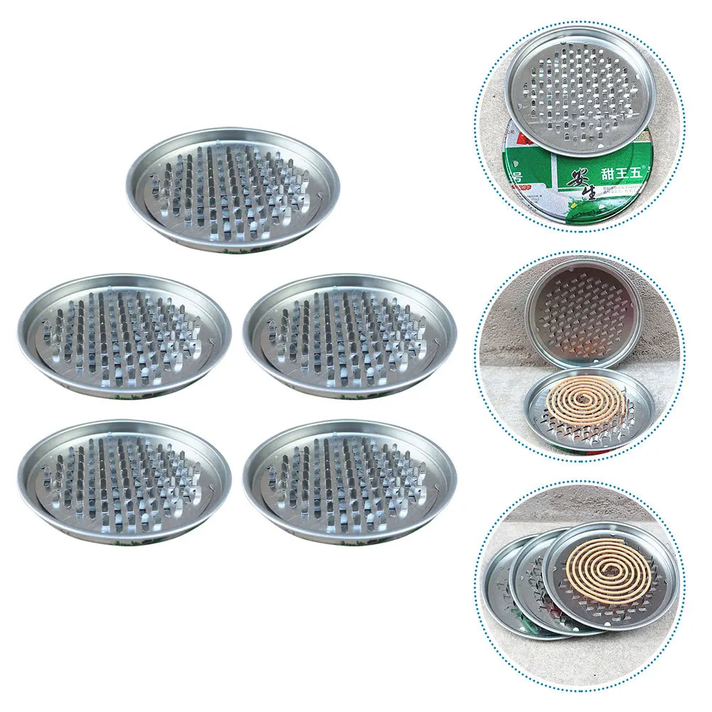 

5pcs Iron Incense Coil Holder Burn Resistant Mosquito Repellent Tray For Bedroom Dorm Office Compact Flame Proof Storage