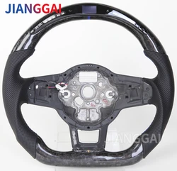 Volante de fibra de carbono forjado, ensamblaje de volante de cuero perforado para MK7, MK8, GTI R, Volkswagen, VW, GTI, Golf, MK7