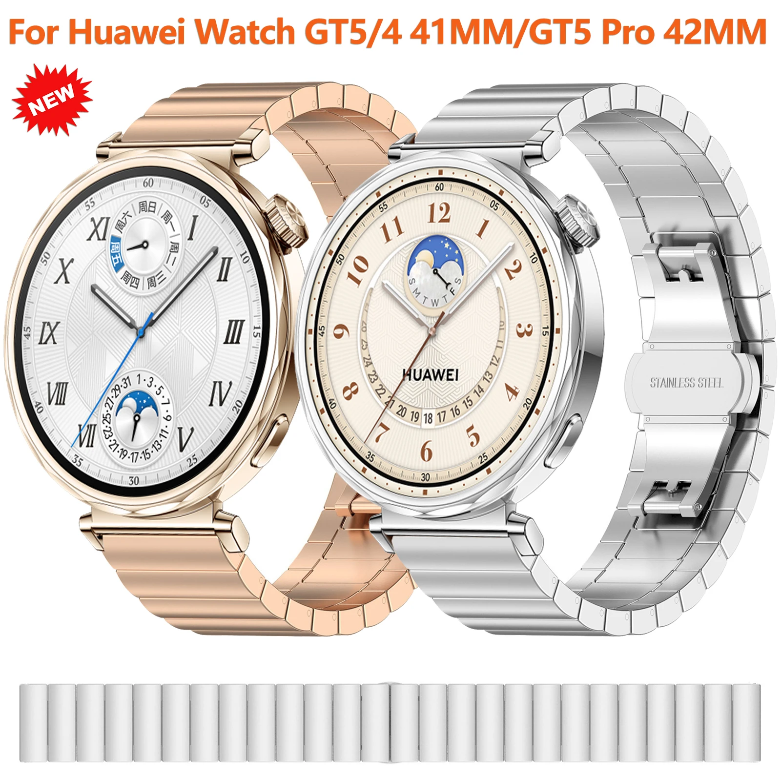 

18mm Stainless Steel Strap for Huawei Watch GT5/GT4 41mm Metal Bracelet Wristband for Huawei Watch GT5 Pro 42mm Band Accessories