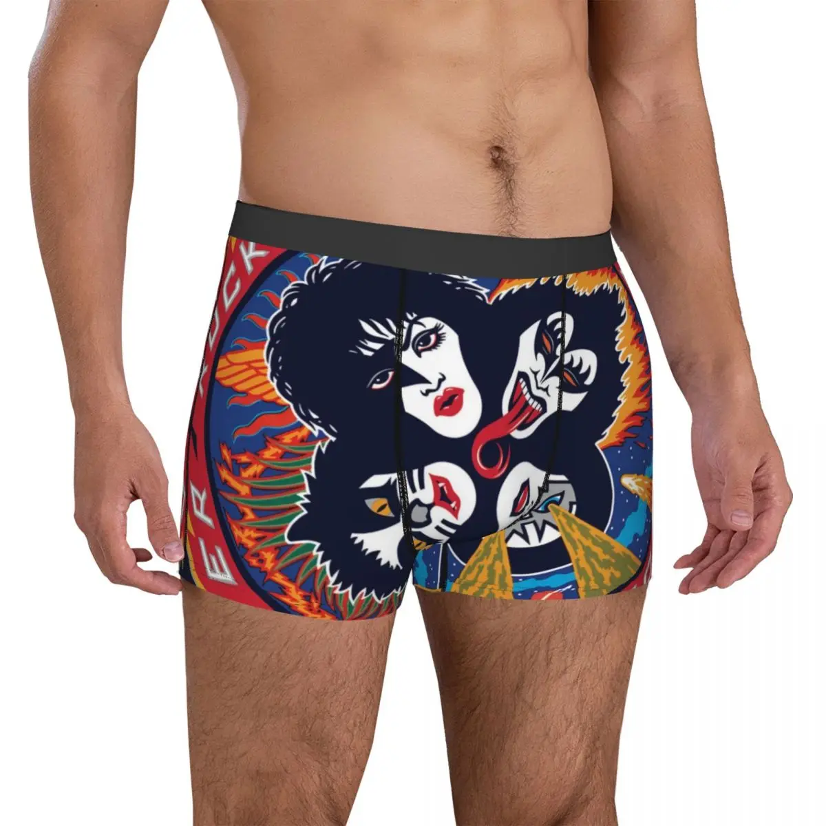 Bóxer con estampado para hombre, ropa interior con estampado de banda de beso, calzoncillos cómodos de talla grande 2XL