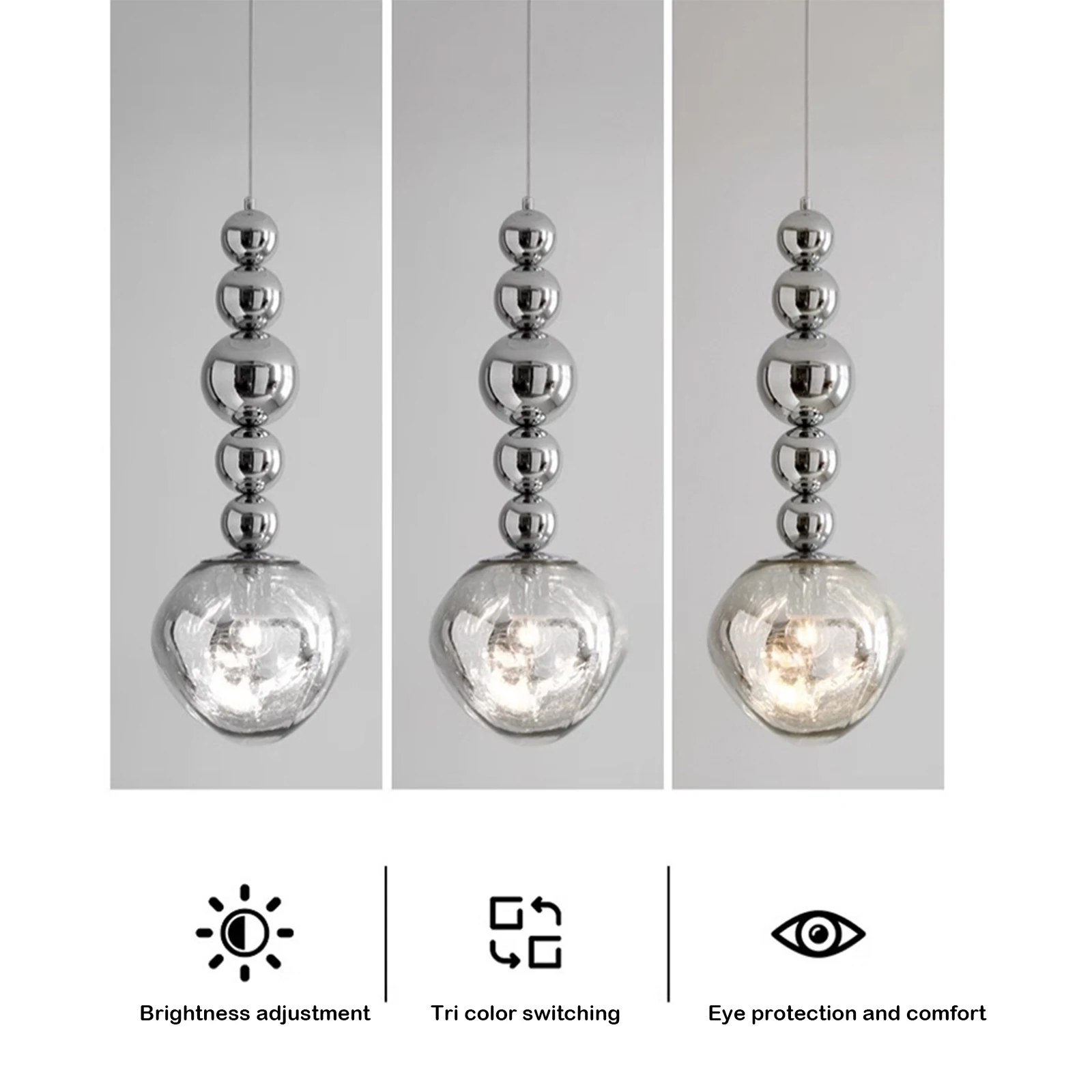 Modern Chrome Pendant Lights Kitchen Island Hanging Light Fixtures Irregular Imitation Stone Shape Chandelier for Dinning Room