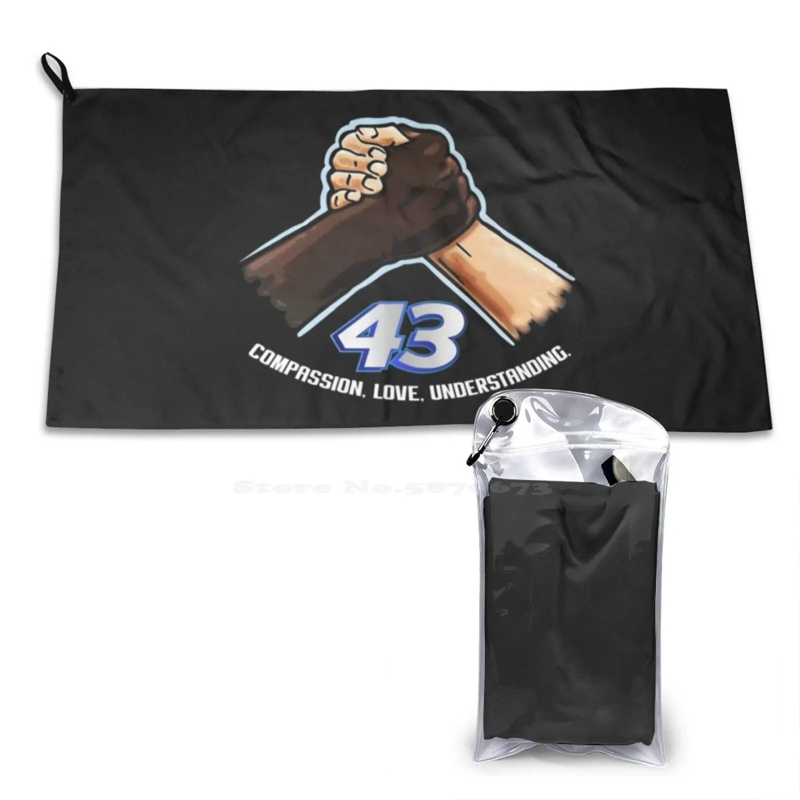 Bubba Wallace Hood Livery And Car Number 3D Print Pattern Soft Towel Bubba Wallace 43 Motorsport Nas Car American Racing Black