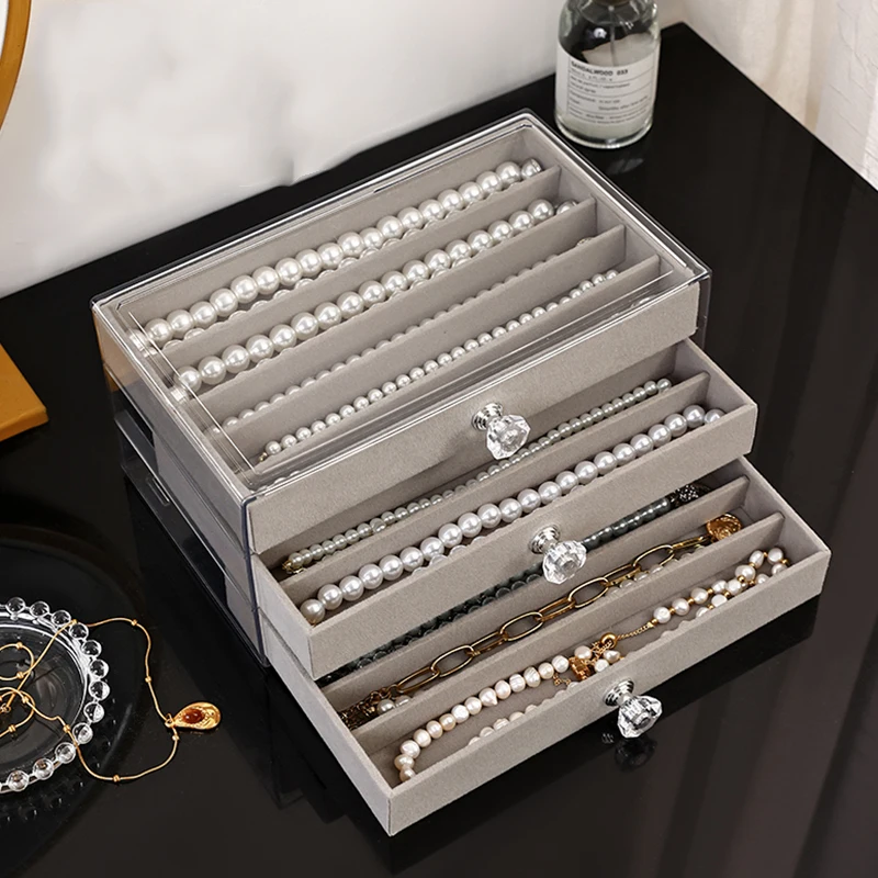 

Necklace storage box pearl necklace drawer desktop finishing box long bracelet jewelry earrings jewelry jewelry box