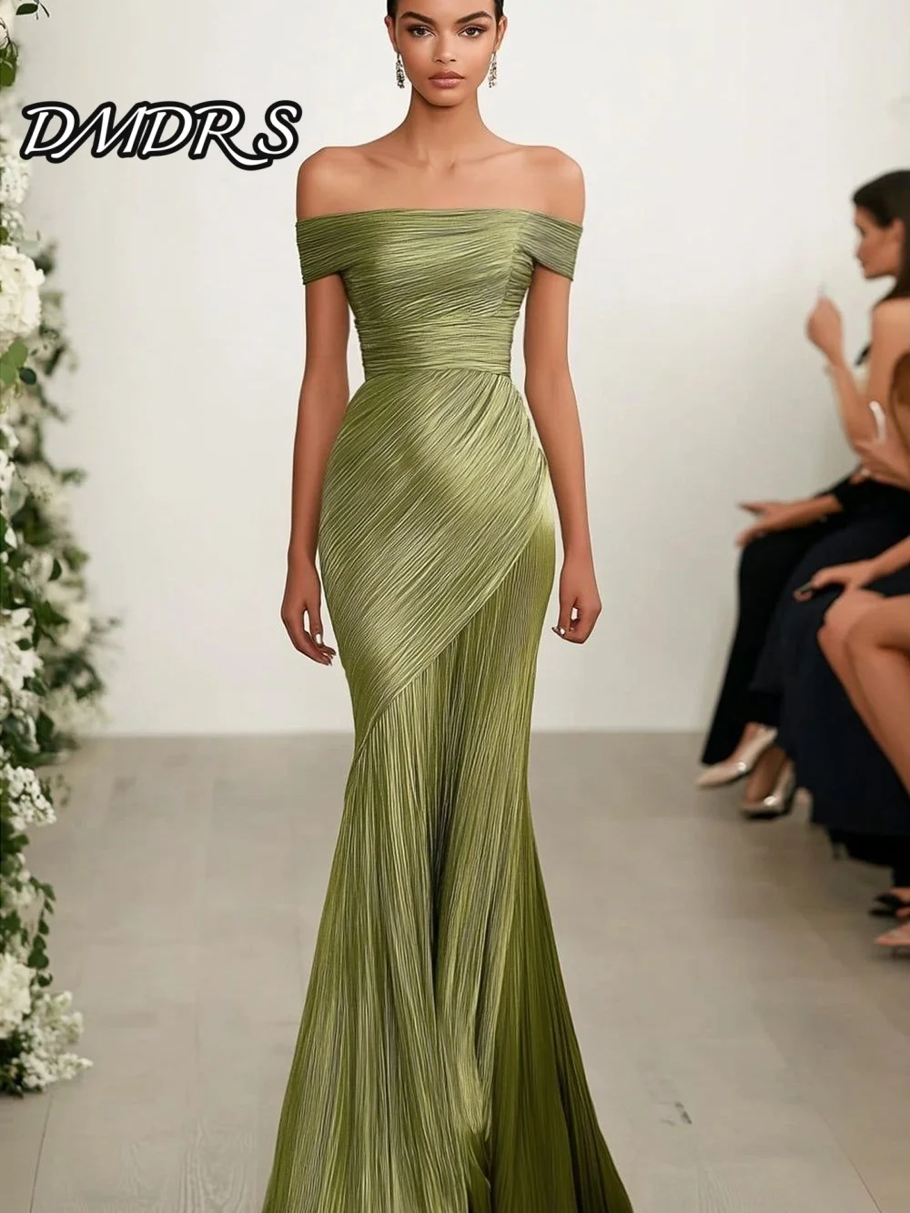 

Elegant Mermaid Prom Dress 2025 Classic Off-shoulder Party Dress Graceful Satin A-Line Floor-Length Evening Gown Customized