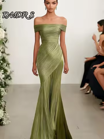 Elegant Mermaid Prom Dress 2026 Classic Off-shoulder Party Dress Graceful Satin A-Line Floor-Length Evening Gown Customized