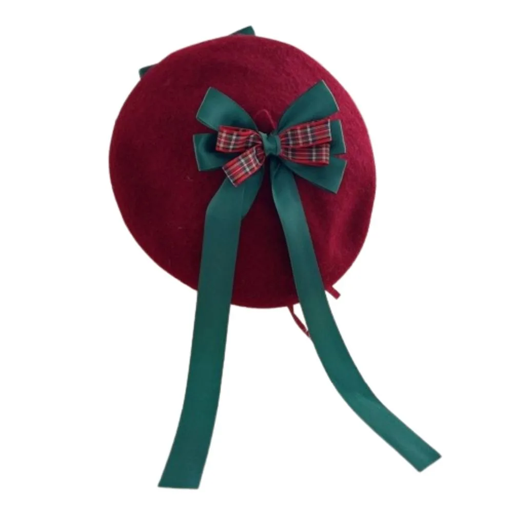 Y2K الشريط Bowknot النمط الياباني قبعة موضة عيد الميلاد أغطية الرأس لوليتا قبعة لطيف قبعة شتوية دافئة قبعة للنساء #1