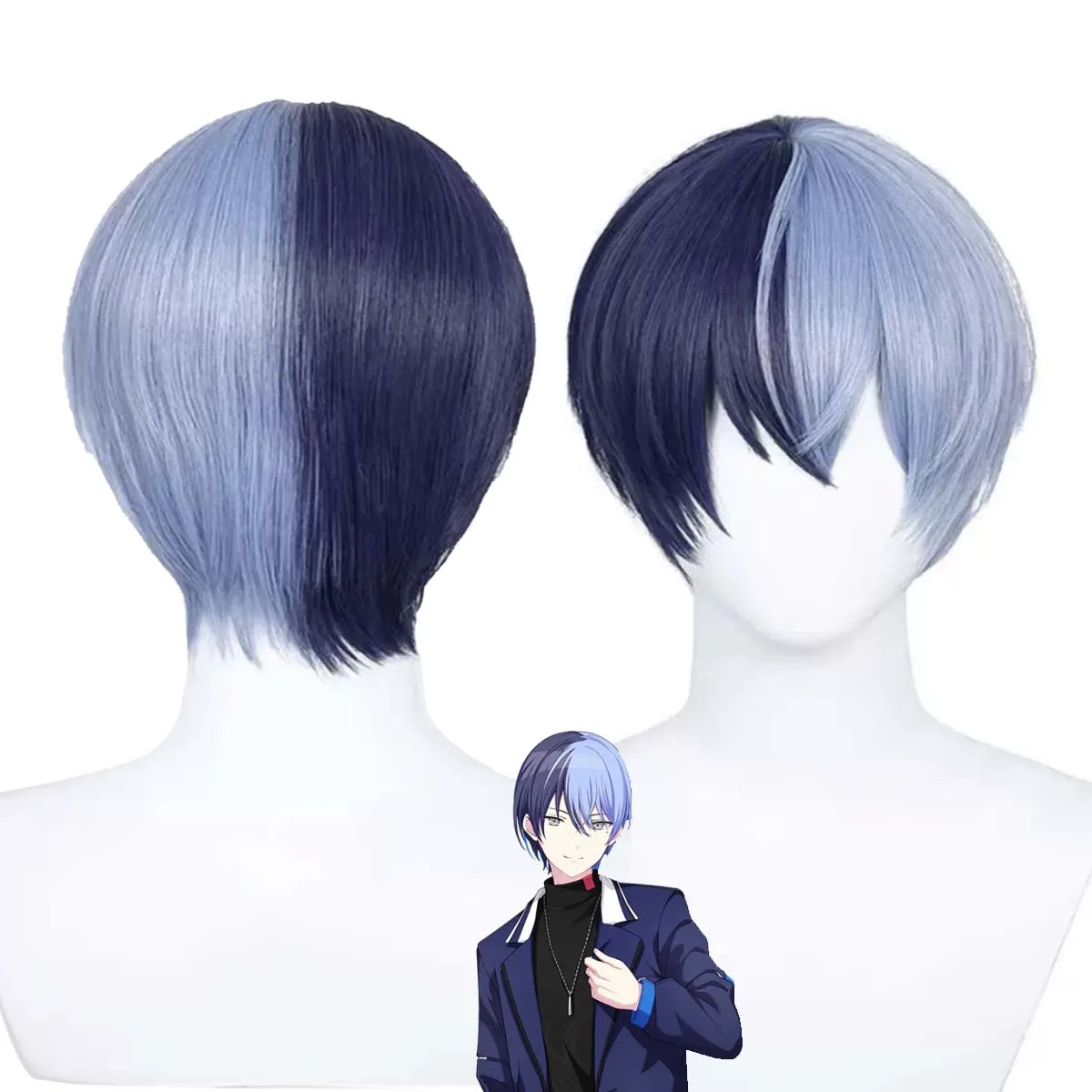 Anime Project Sekai Aoyagi Toya Cosplay Wig Black purple light blue Heat Resistant Synthetic Hair Men  For Anime Cos Halloween P