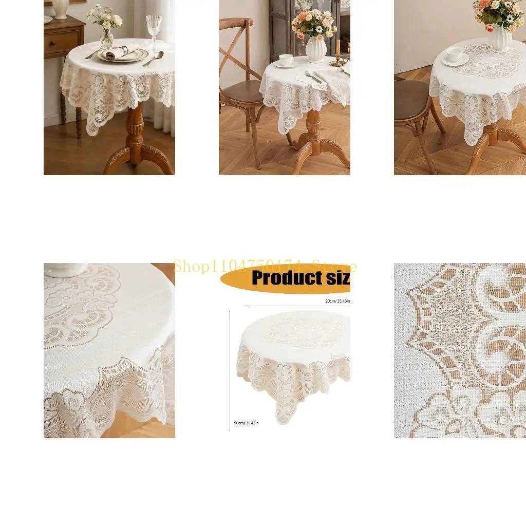 90x90cm Openwork Tablecloth with Flower for Decorative Tabletops Top Sale