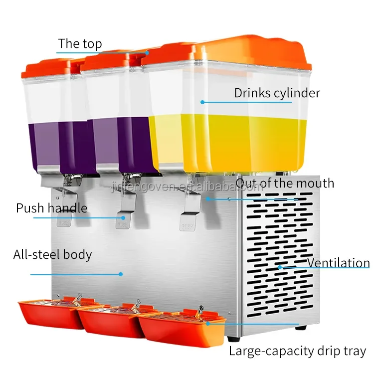 Commercial Restaurant Stainless Steel Large Juice Dispenser Machine Cold Drink 4-Tank Cool Drink Juice Dispenser for Party