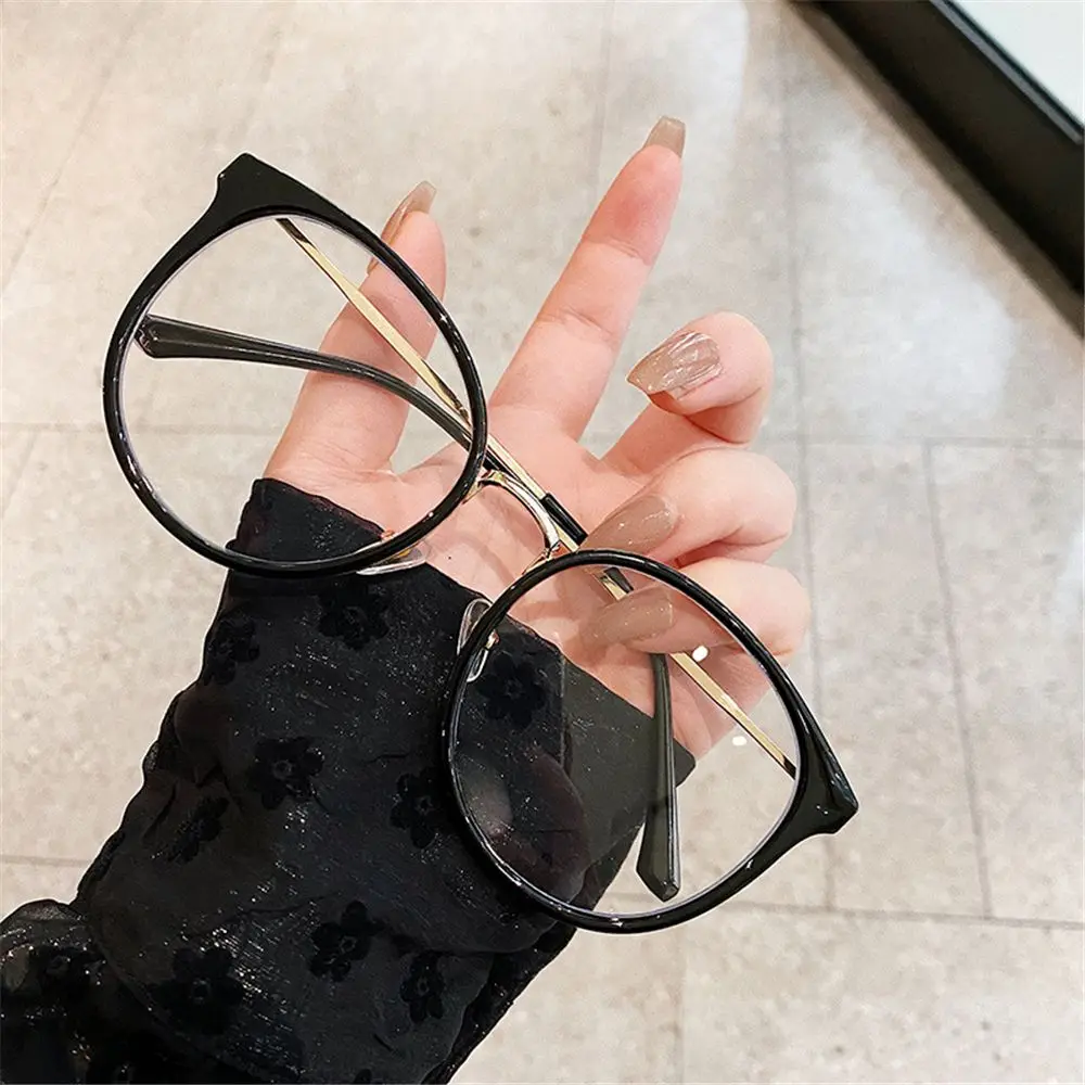 Vintage Anti-Blue Light Glasses Frame for Women Men Fashion Round Big Size Metal Optical Spectacle Eyeglass Computer Glasses