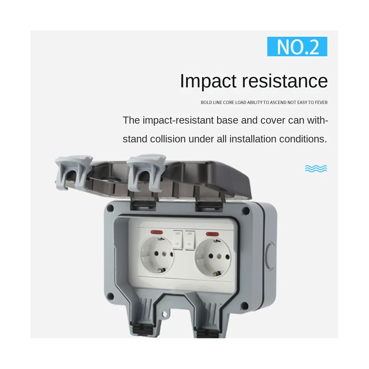 Toma de corriente impermeable para exteriores con interruptor de luz indicadora, toma de pared para habitación húmeda, contacto protector montado en superficie