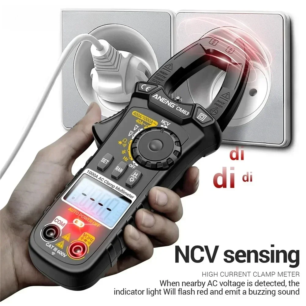 

ANENG CM83 Multi-function Clamp Meter 1000A High Current Non-contact NCV Sensing Hertz Frequency Professional Tester Tool