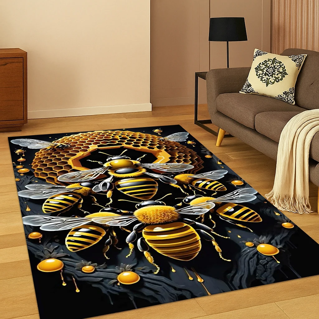 3D-Insekten-Cartoon-Biene, niedlicher Teppich, Teppich, Matte für Zuhause, Schlafzimmer, Wohnzimmer, Sofa, Fußmatte, Küche, Dekor, Kinderspiel, rutschfester Teppich