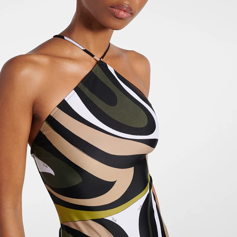 Body senza schienale con scollo all'americana Donna Estate Y2K senza maniche Vacanza al mare Stampa colorata Body aderente Hipster Top di mezzanotte