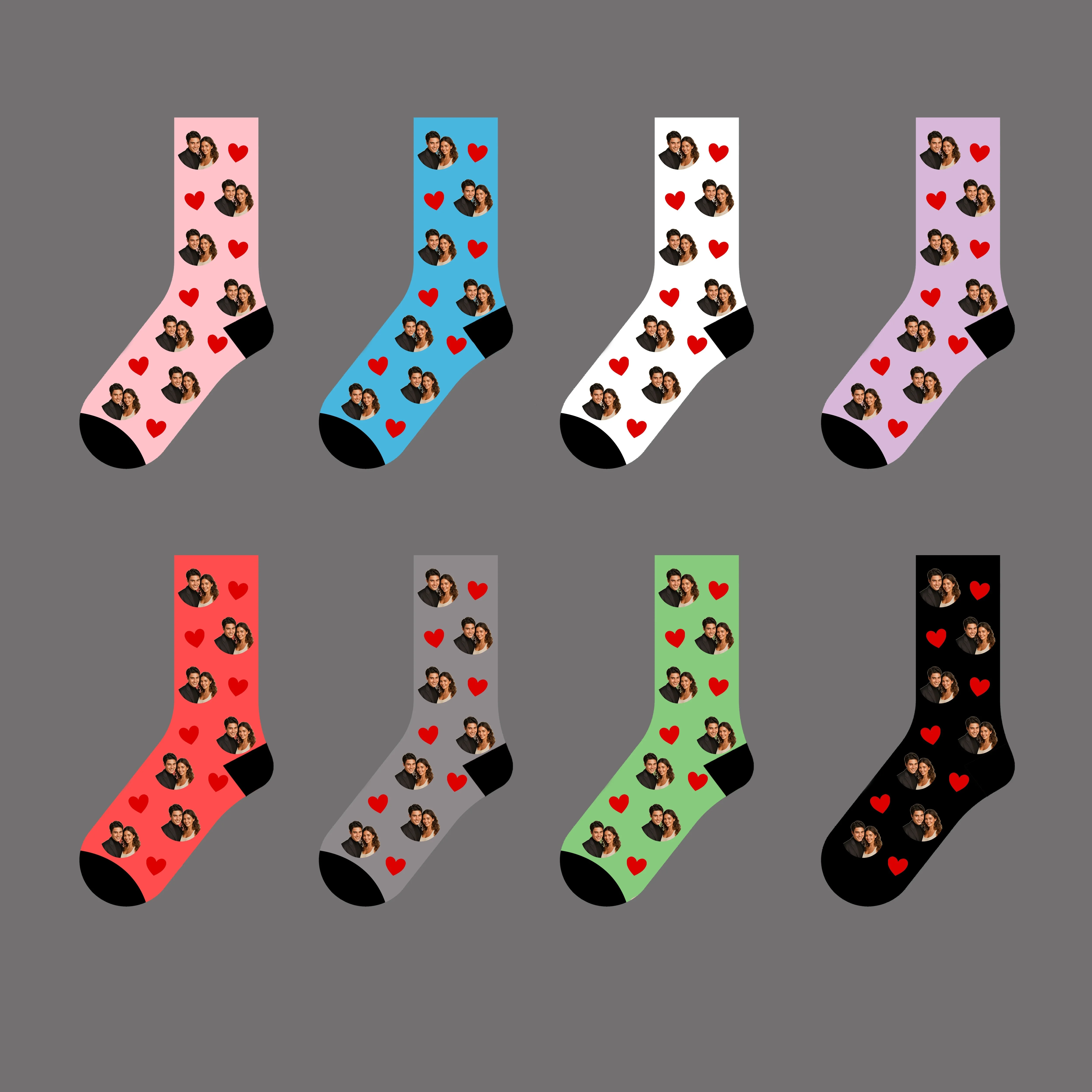 1 pair (single and double packaging) personalized photo couple customized socks-socks with customizable head, printed with your view 4