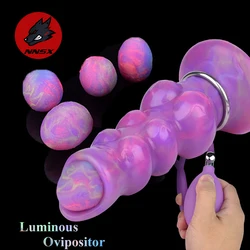 NNSX Silicone Fantasy Luminous Ovipositor Anal Plug Animal Big Knot Dildo Lay-Egg Pneumatic Butt Plug Anal Sex Toys for Women