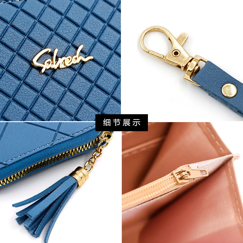 Women's Long Wallet With Wristlet Phone Pocket Tassel Zipper Closure Crossbody Clutch Purse