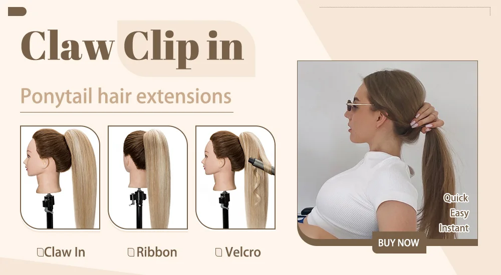 Sego Klaue Clip Pferdes chwanz Verlängerung 100% echte Remy menschliches Haarteil Pferdes chwänze Haar verlängerungen lange gerade Pferdes chwanz für Frauen – Detail 1