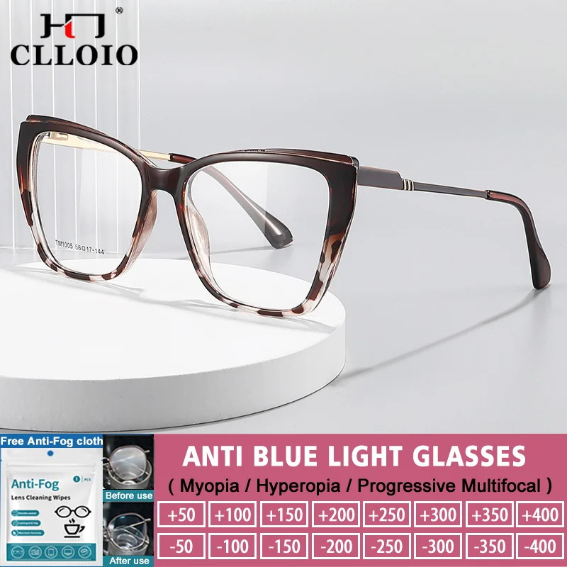 

CLLOIO Ретро-очки для женщин с диоптриями, оправа-бабочка, увеличенные, для чтения, с защитой от синего света, мультифокальные, оптические
