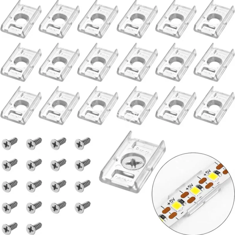 LED light strip Fixed buckle Connector 8/10/12mm Bare board Drip glue，for SMD/COB light strip Hidden single hole screw fixation