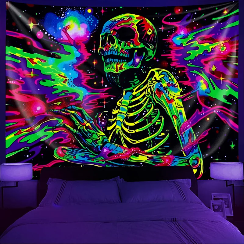 VIKAMA مخدر الجمجمة السماء المرصعة بالنجوم نسيج الألعاب غرفة نوم الموسيقى موضوع حفلة غرفة المعيشة ميزة جدار الشنق ديكور الغرفة #3