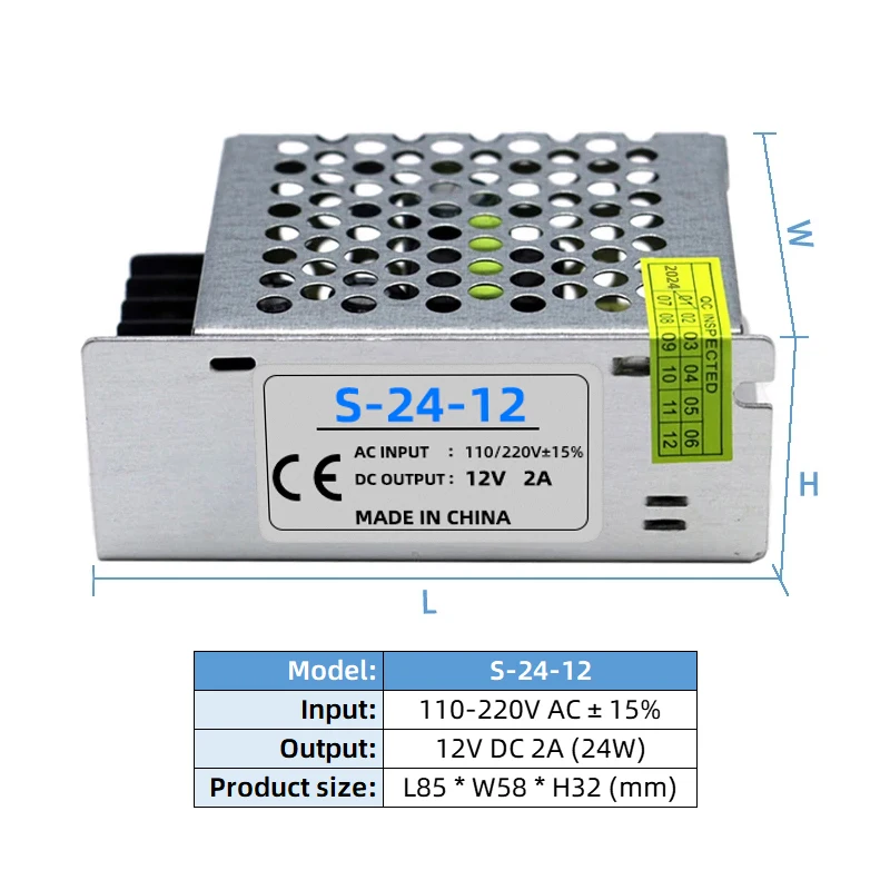 100-240V ca a cc 12V 2A 24W convertitore modalità interruttore alimentatore illuminazione a LED trasformatore adattatore DC12V AC/DC-SMPS incluso